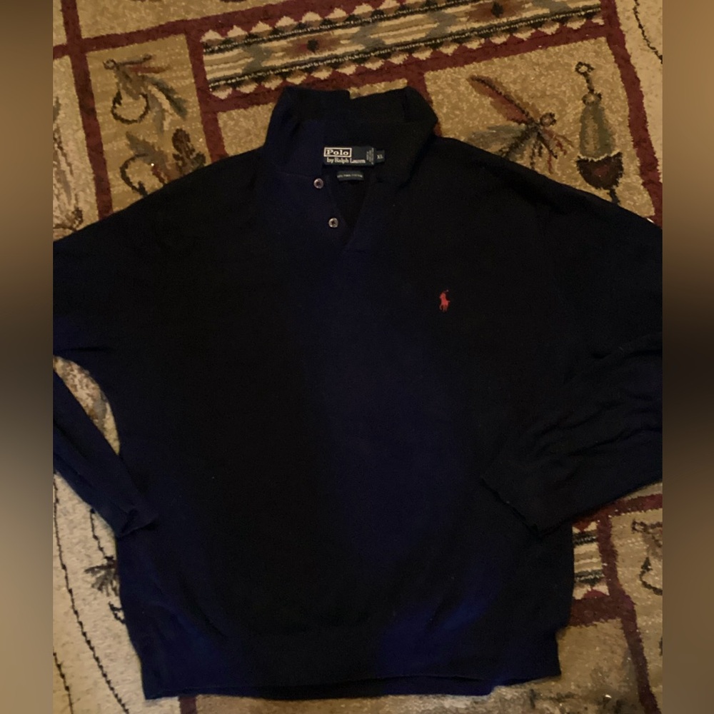 Polo by Ralph Lauren Navy 100% Pima Cotton Classic Fit Sweater Vintage  EPLC